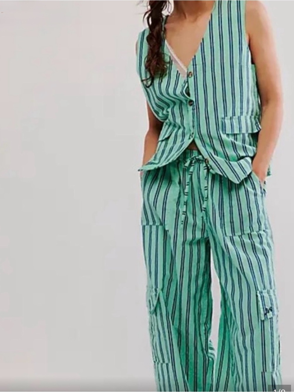 NWT Damson Madder Coco Coastal Cargo Pants Vest Set US 10